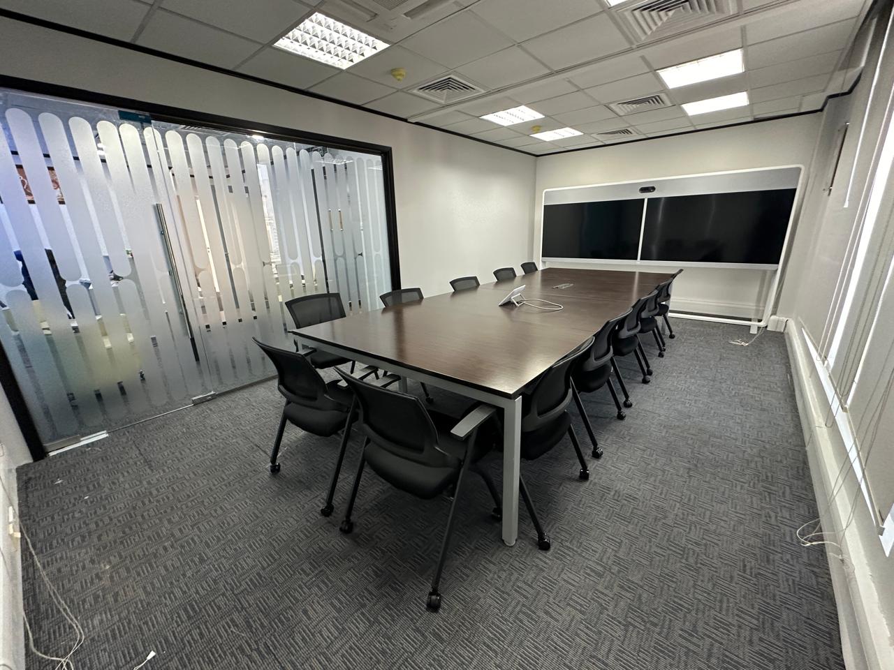 Frosted glass conference room